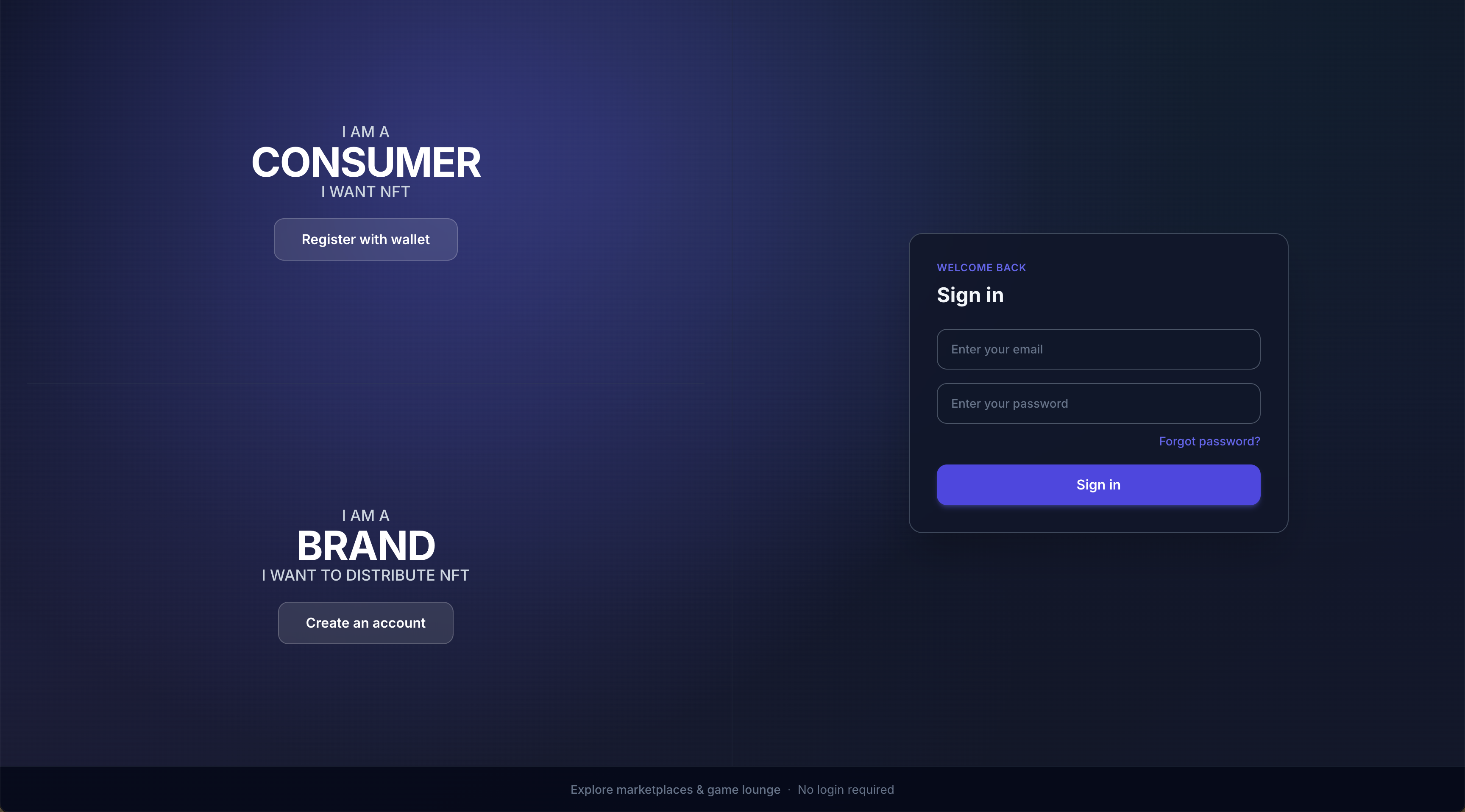 BLAIEXS login screen showing consumer and brand entry points.